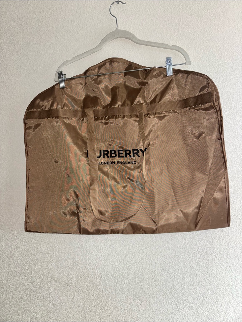 Burberry London England Nylon Garment Bag Suit Travel Cover Brown Logo Zipper